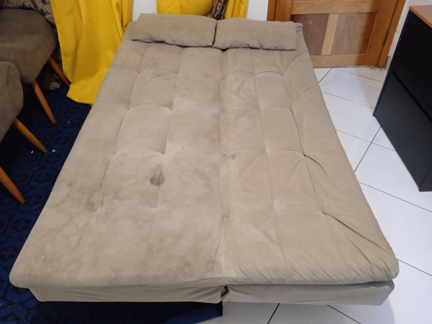 Sofá cama em Estofado / Tecido Marrom 84 cm x 190 cm x 100 cm