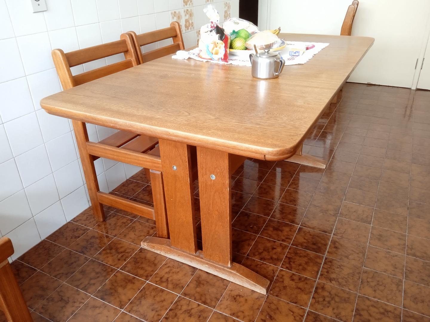 Mesa de Jantar em Madeira Marrom 74 cm x 160 cm x 85 cm