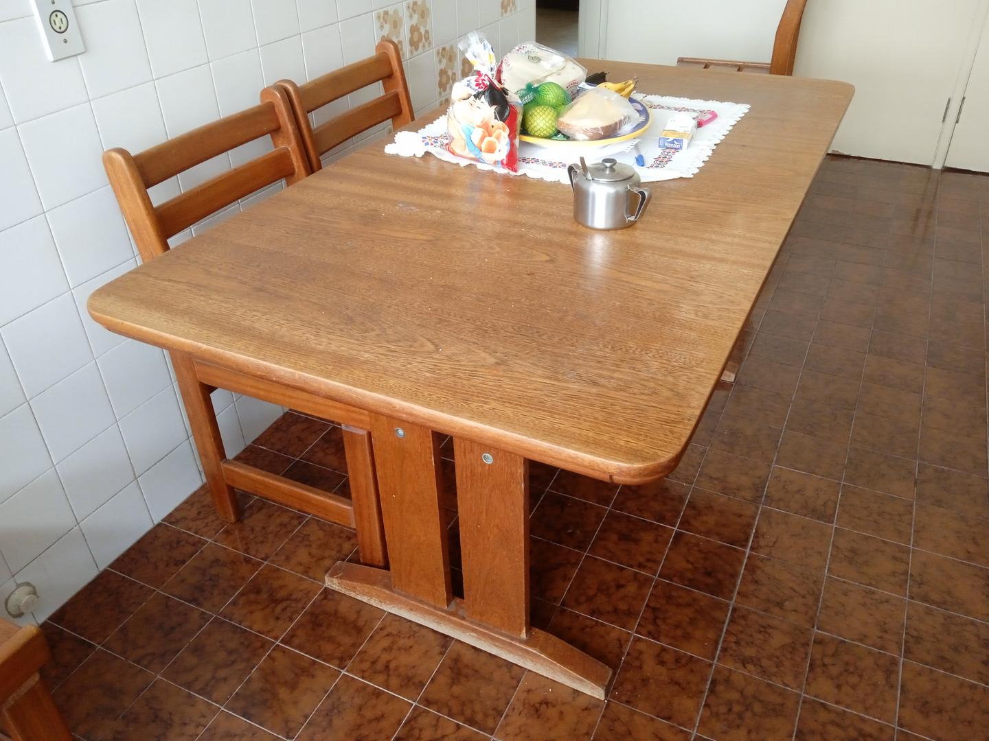 Mesa de Jantar em Madeira Marrom 74 cm x 160 cm x 85 cm