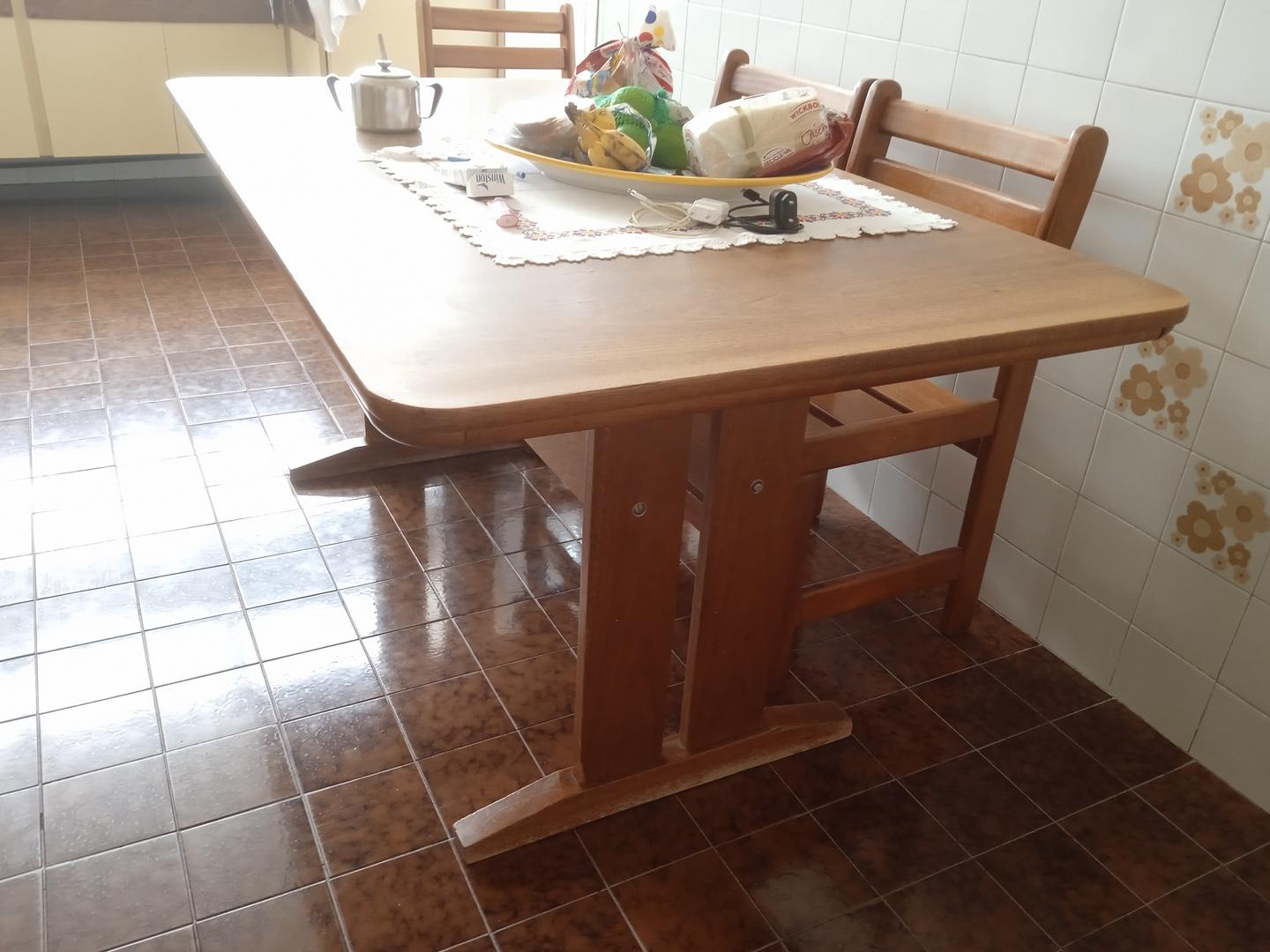 Mesa de Jantar em Madeira Marrom 74 cm x 160 cm x 85 cm