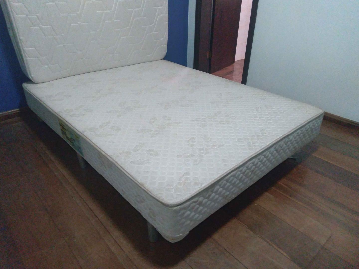 Base Box cama casal  Ortobom Must em MDF / Tecido Branco 35 cm x 138 cm x 188 cm