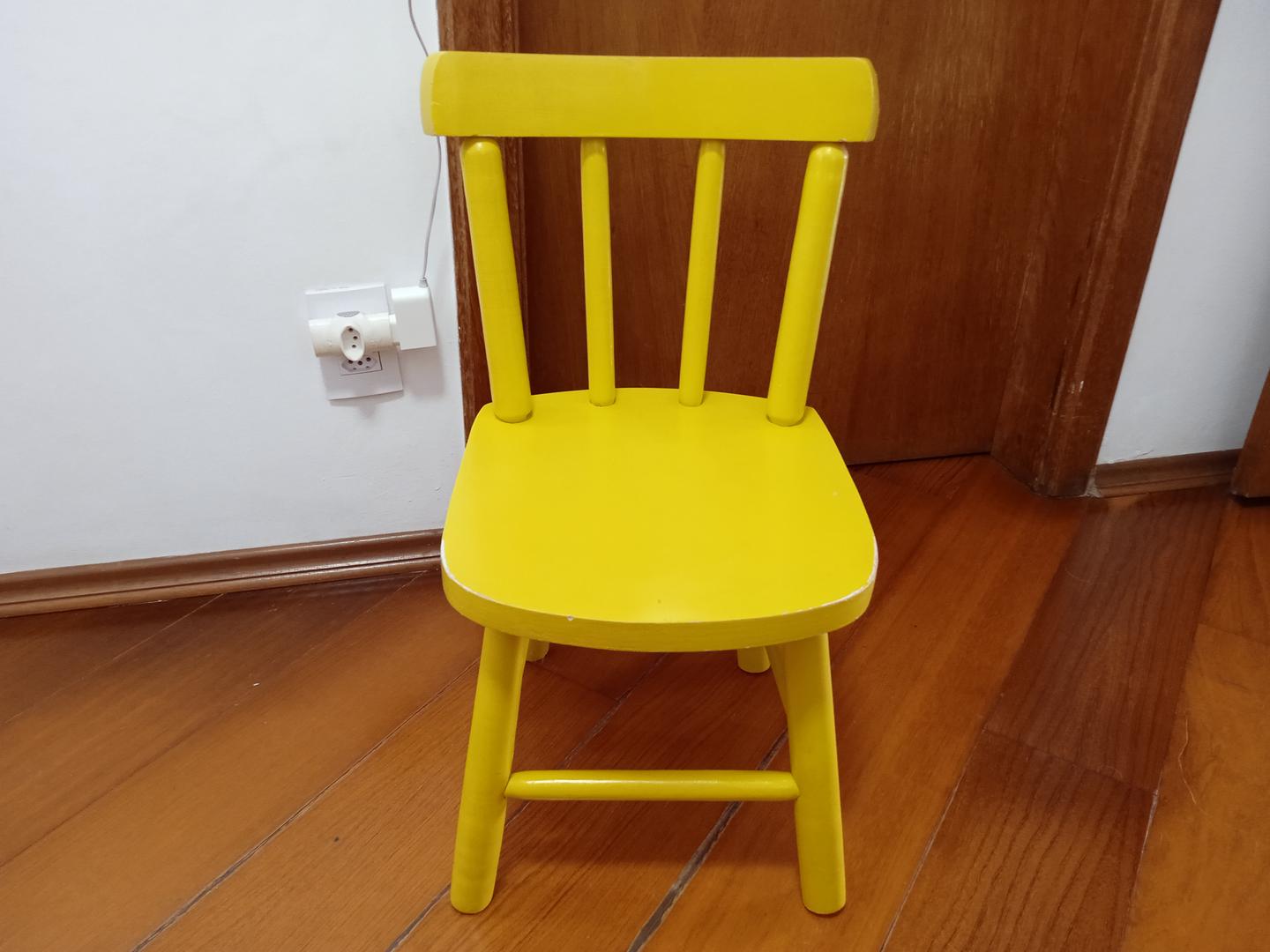 Cadeira fixa infantil em Madeira Amarelo 60 cm x 37 cm x 35 cm