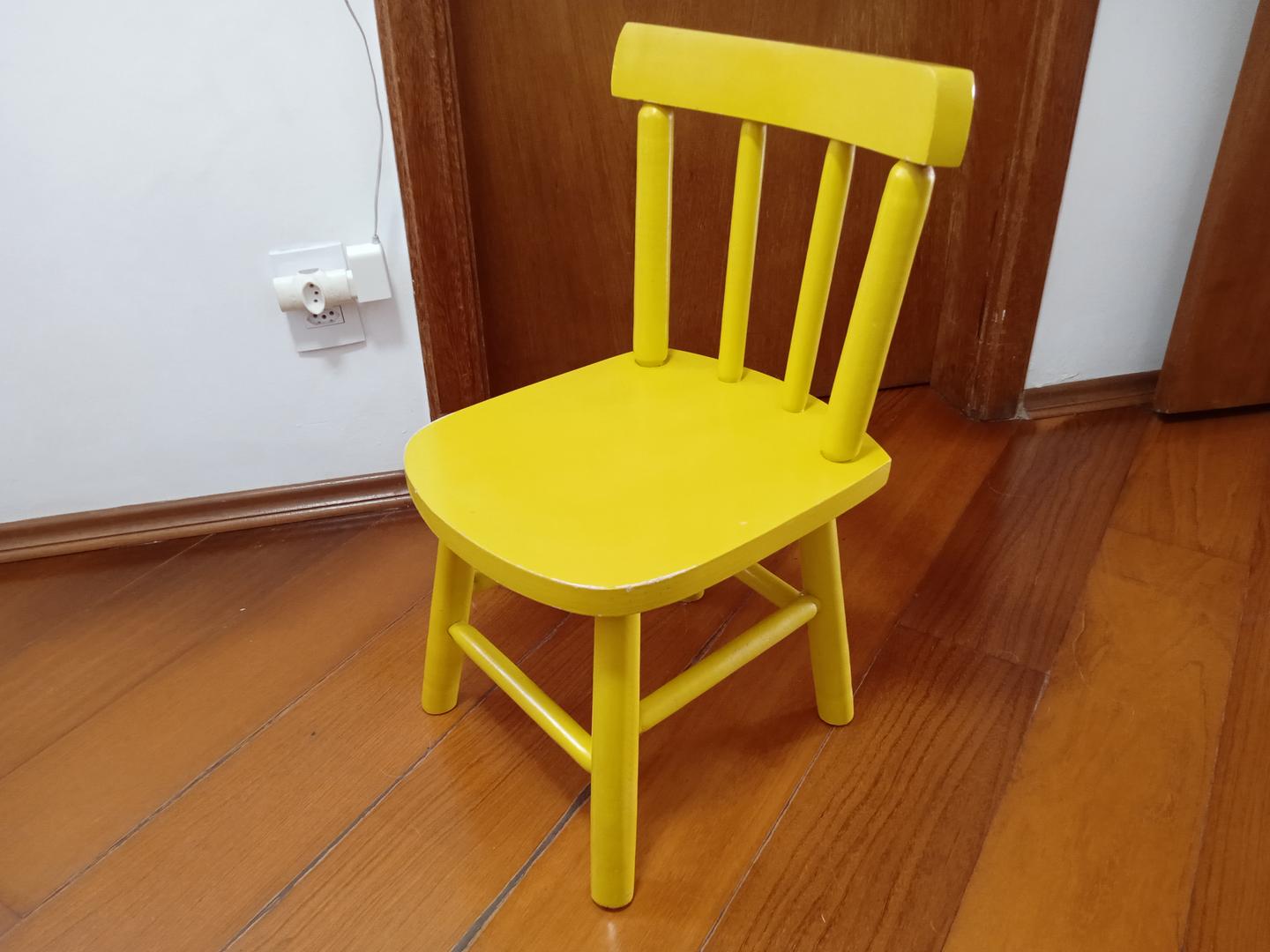 Cadeira fixa infantil em Madeira Amarelo 60 cm x 37 cm x 35 cm