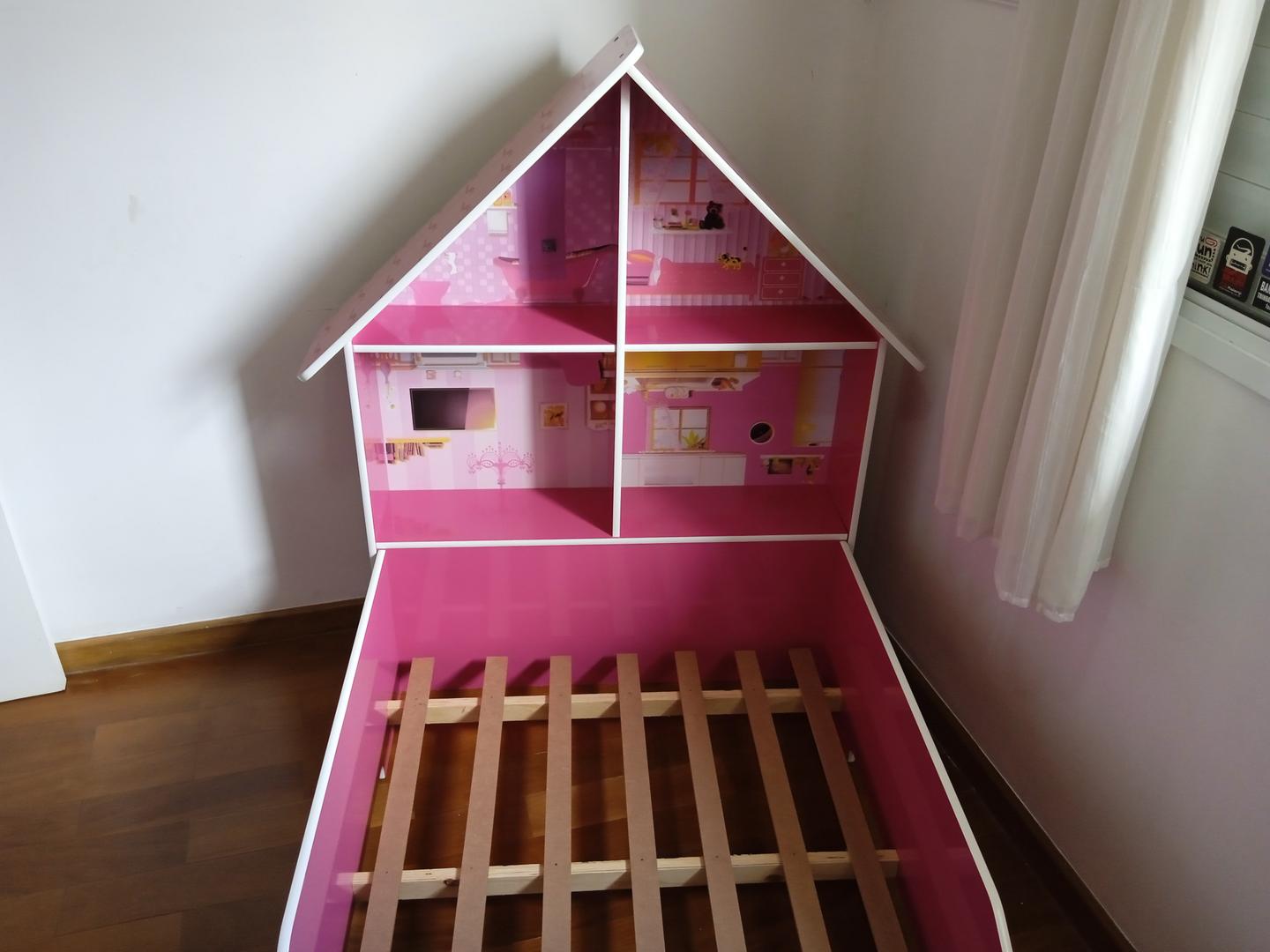 Cama infantil c/ 4 nichos em MDF Rosa 130 cm x 98 cm x 210 cm