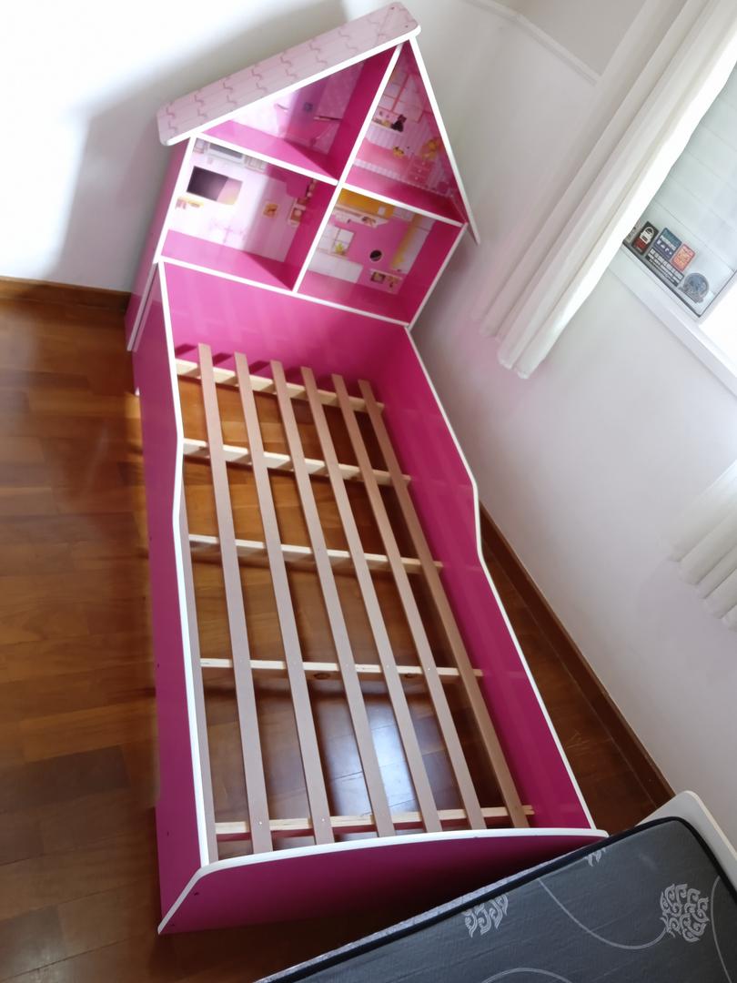 Cama infantil c/ 4 nichos em MDF Rosa 130 cm x 98 cm x 210 cm