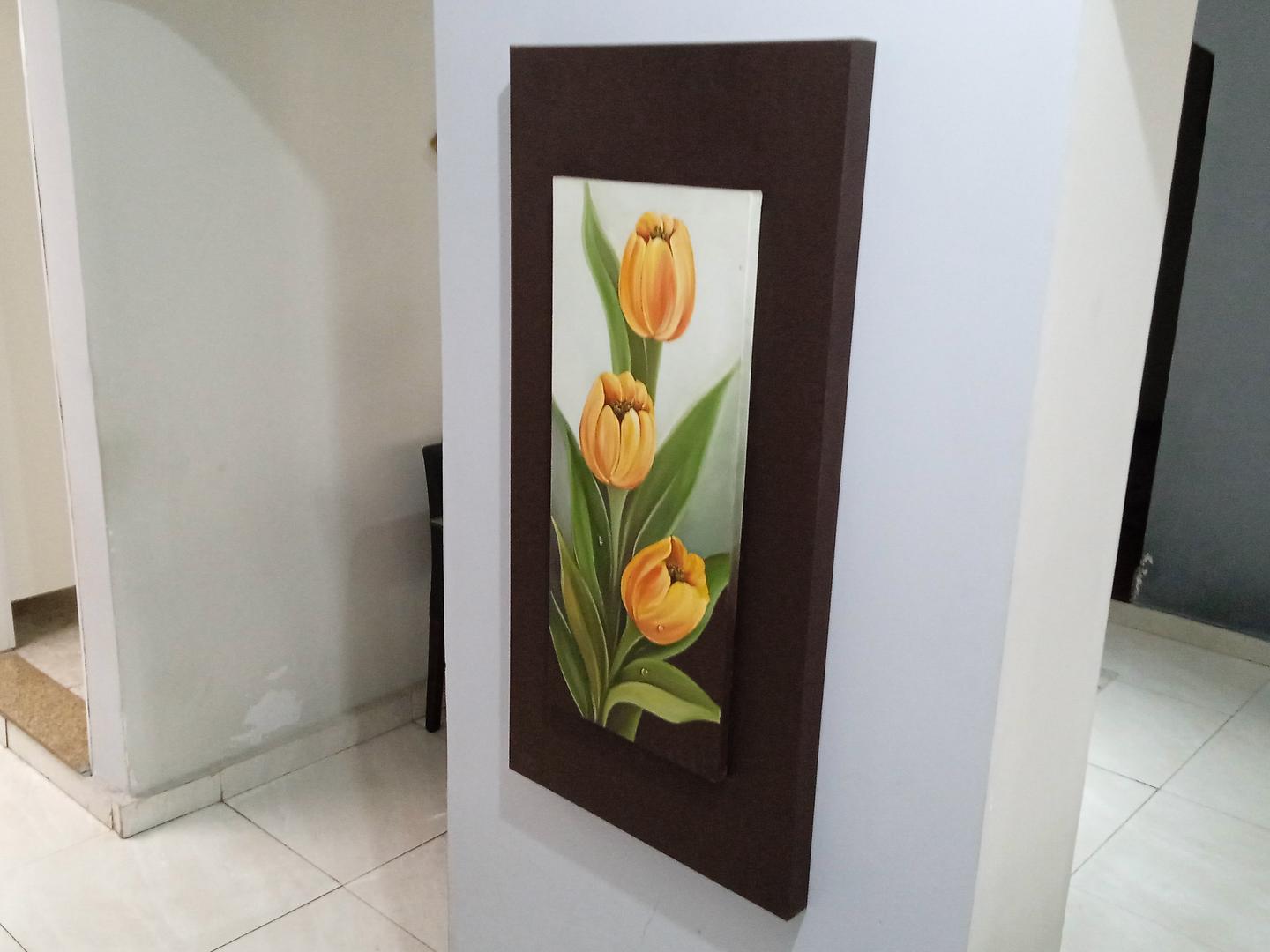 Quadro /Tela /Pintura c/ moldura em MDF Marrom 100 cm x 50 cm x 4 cm