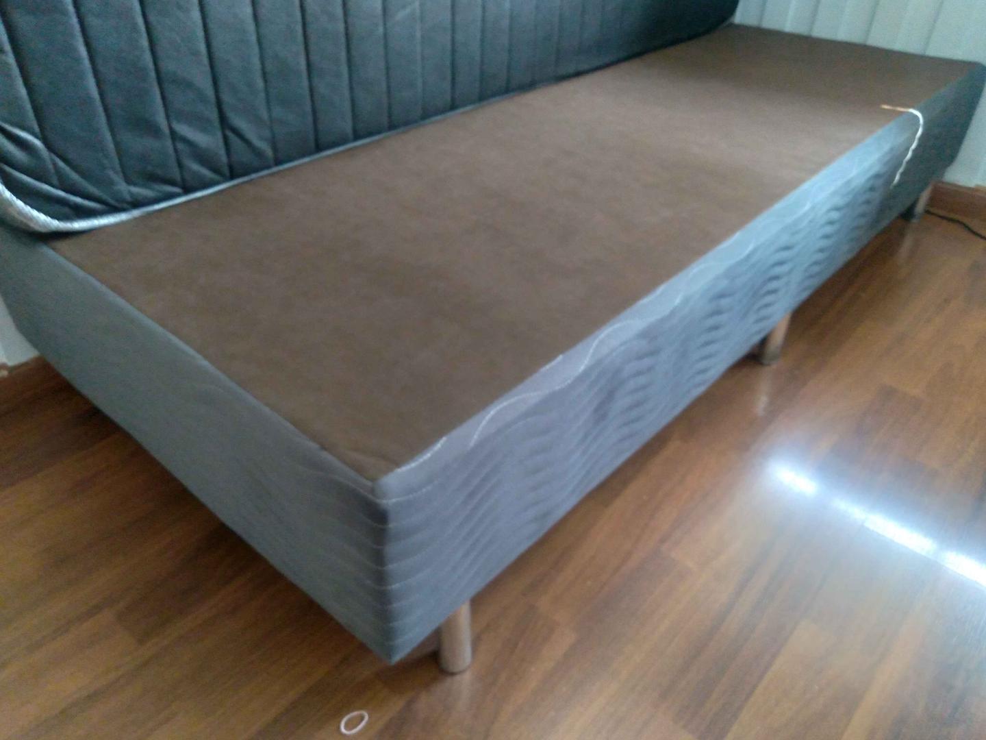 Base box cama solteiro  em Espuma / MDP Cinza 36 cm x 188 cm x 88 cm