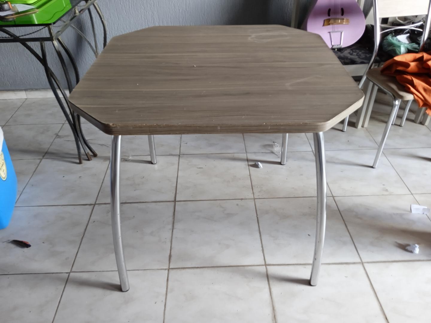 Mesa de jantar em MDF / Aço Marrom 77 cm x 87 cm x 87 cm