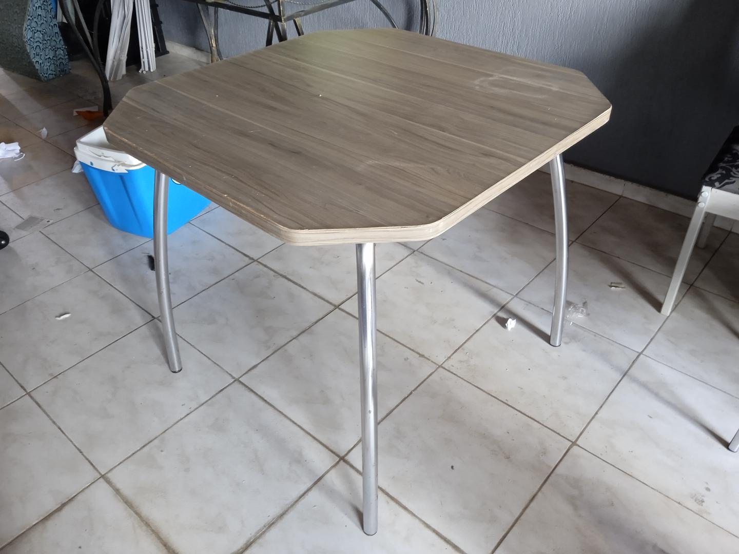 Mesa de jantar em MDF / Aço Marrom 77 cm x 87 cm x 87 cm