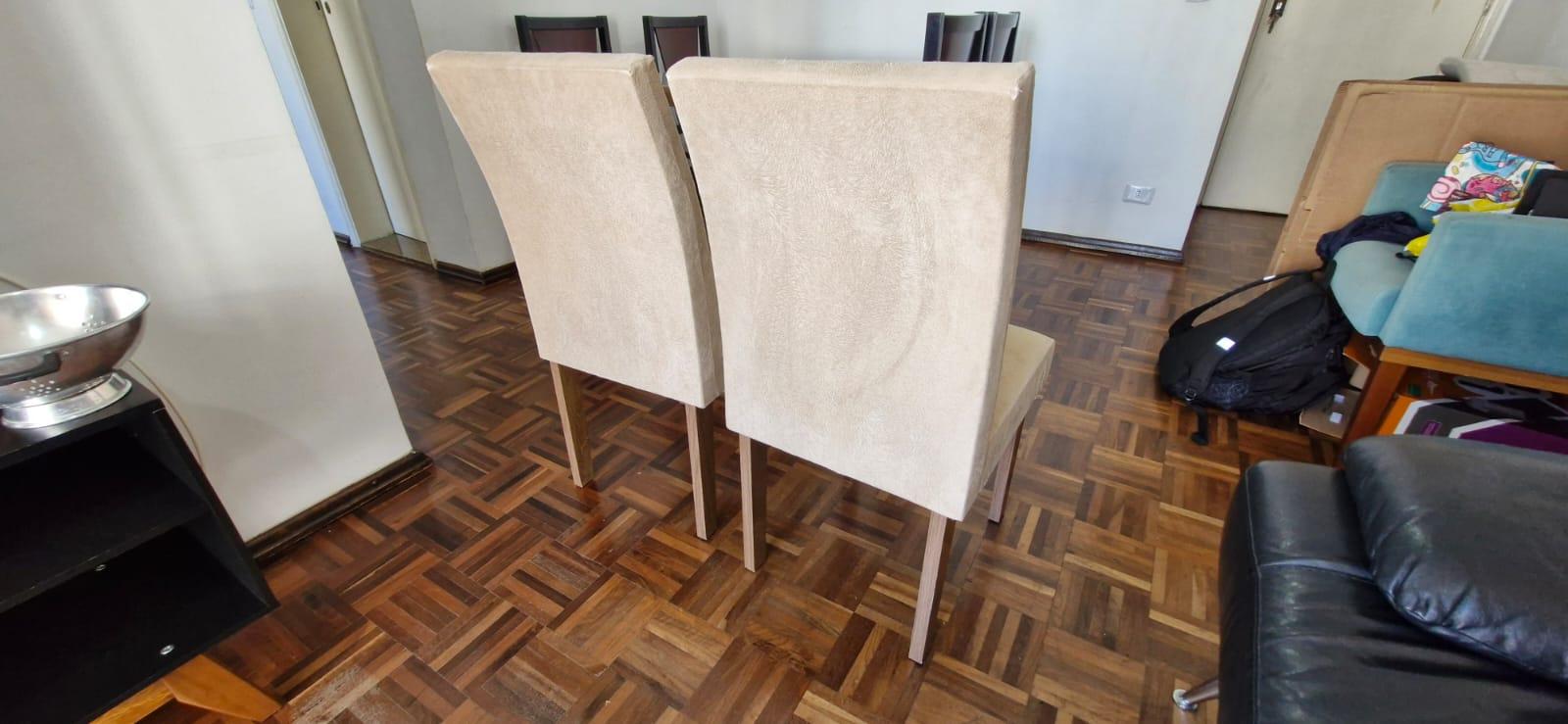 Cadeira de jantar estofada s/ braços  em Estofado / MDF Bege 47 cm x 44 cm x 49 cm