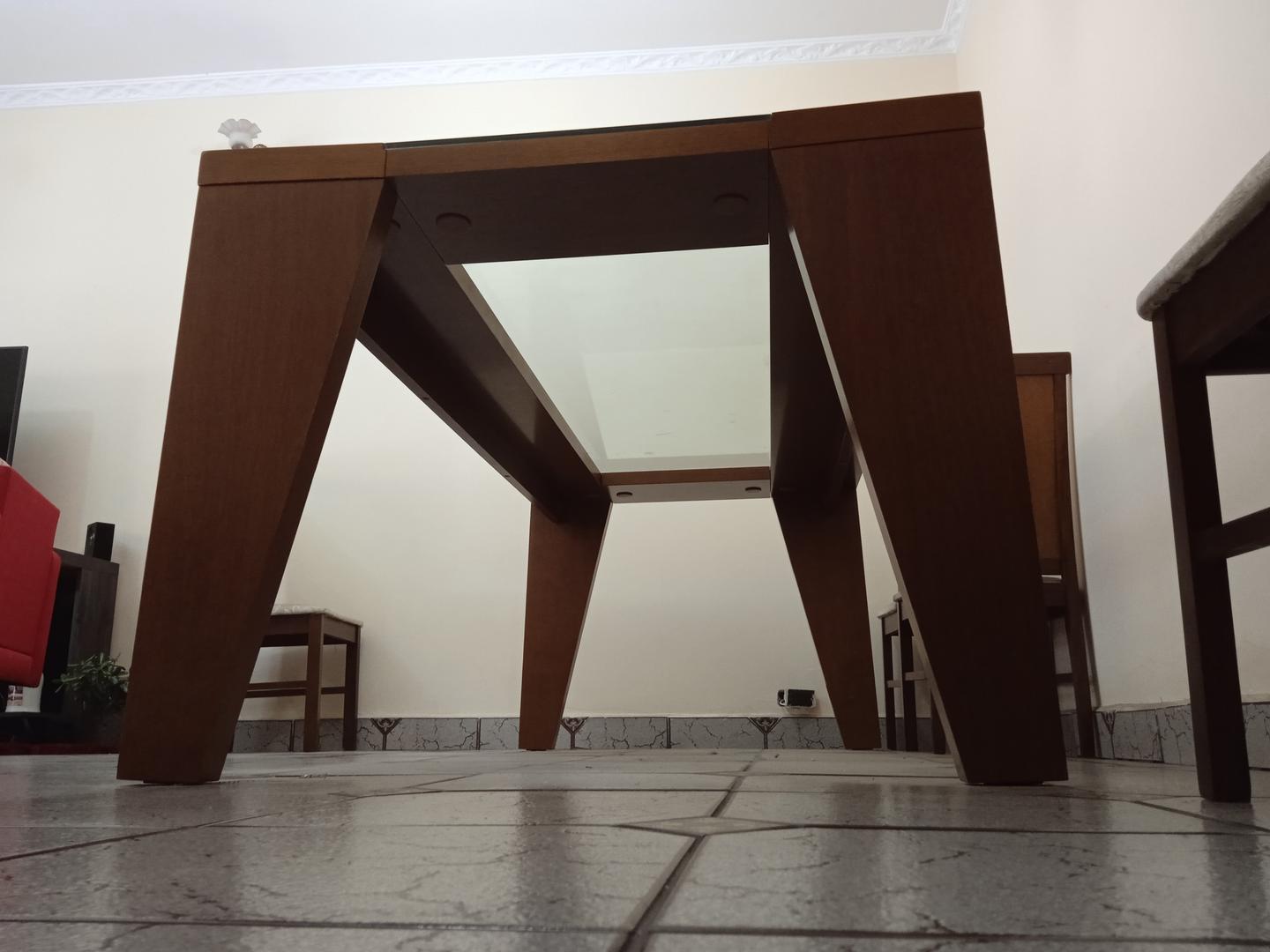 Mesa de jantar em Madeira / Vidro Marrom 80 cm x 200 cm x 100 cm