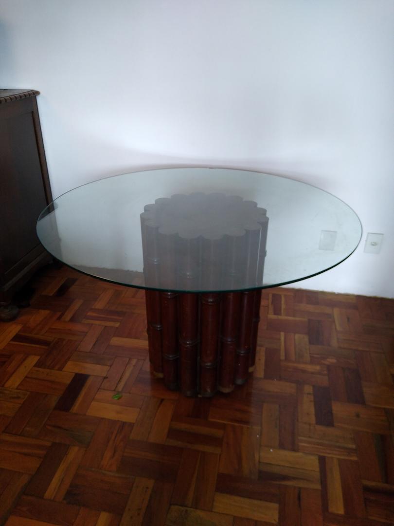 Mesa em Madeira / Vidro Marrom 75 cm x 120 cm x 120 cm