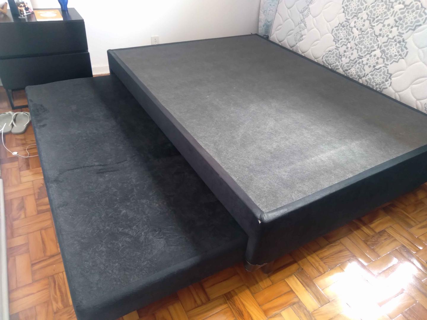 Bicama casal  em MDP / Suede Preto 41 cm x 200 cm x 190 cm