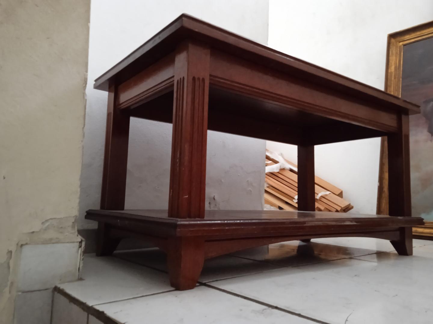 Mesa de Centro Antiga em Madeira Marrom 46 cm x 85 cm x 44 cm