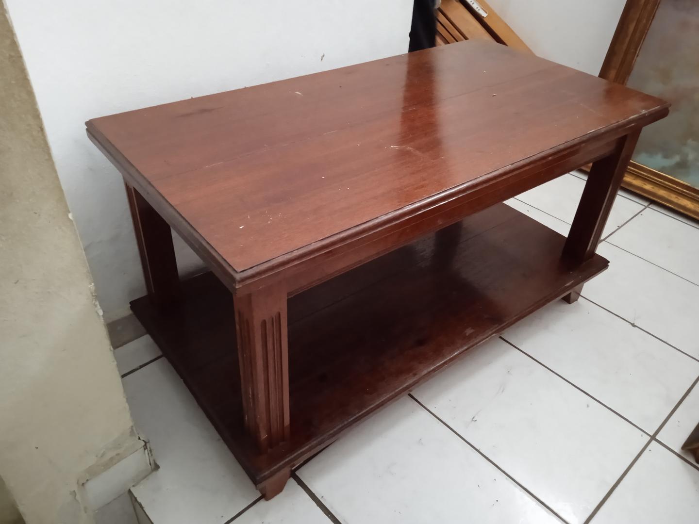 Mesa de Centro Antiga em Madeira Marrom 46 cm x 85 cm x 44 cm