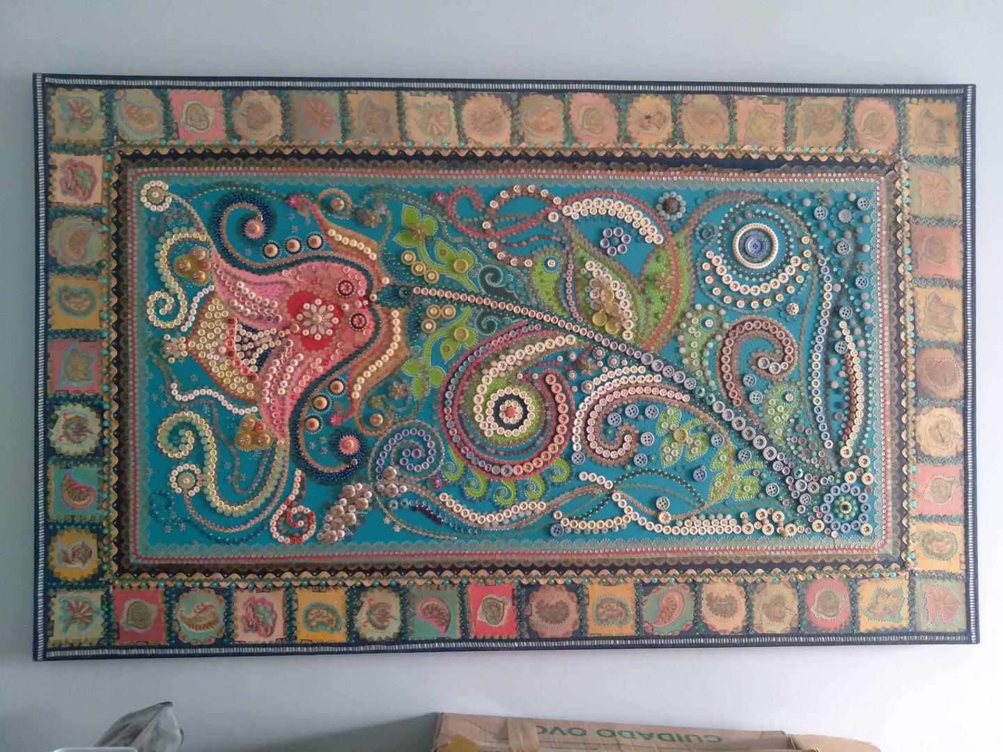 Tela / Quadro Decorativo em Tecido Colorido 97 cm x 160 cm x 5 cm