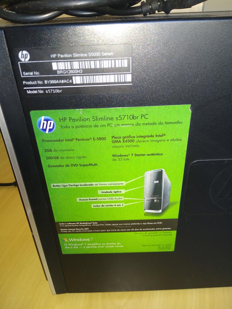 Computador HP Pavilion Slim Dual-Core 2GB 320GB