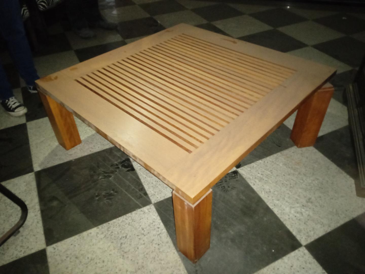 Mesa de centro em Madeira Bege 40 cm x 100 cm x 100 cm