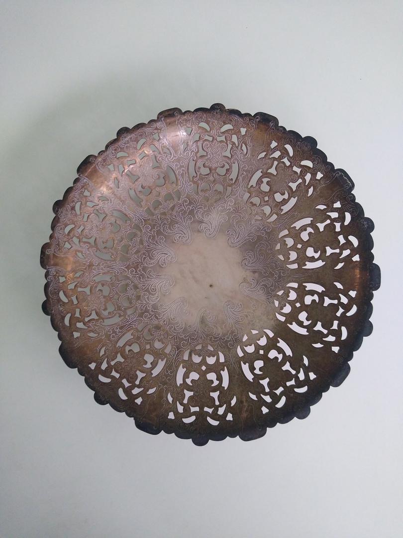 Fruteira centro de mesa em Prata Cinza 5 cm x 25 cm x 25 cm