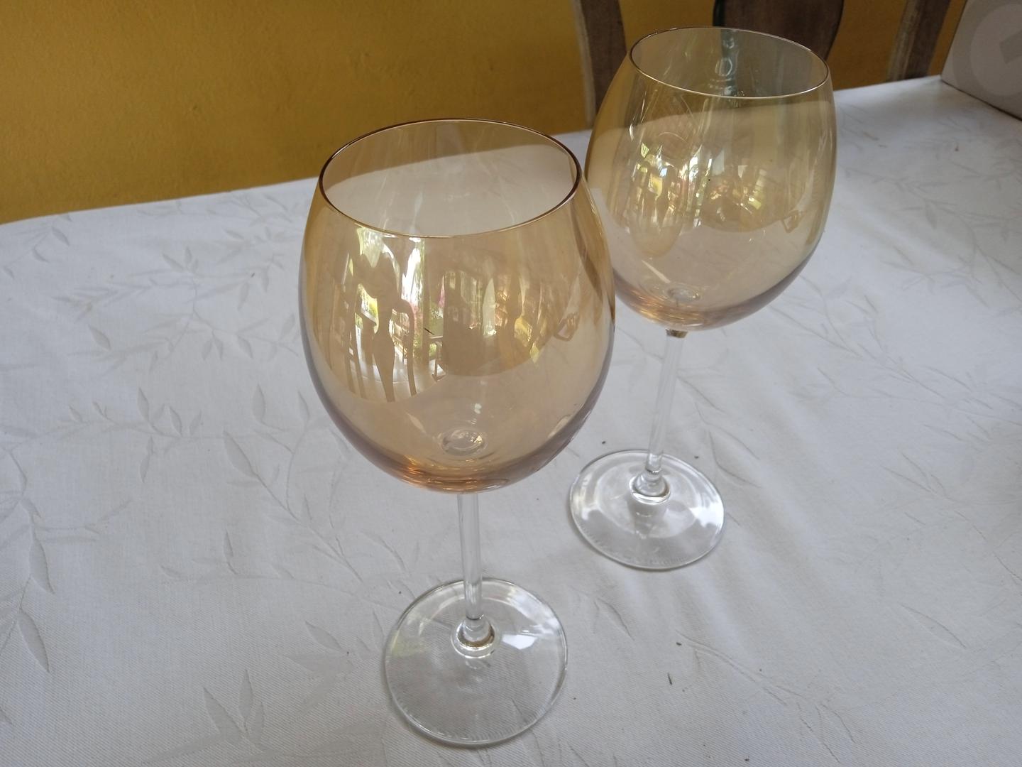 Conjunto de Taça âmbar p/ vinho em Vidro Transparente 26 cm x 7 cm x 7 cm