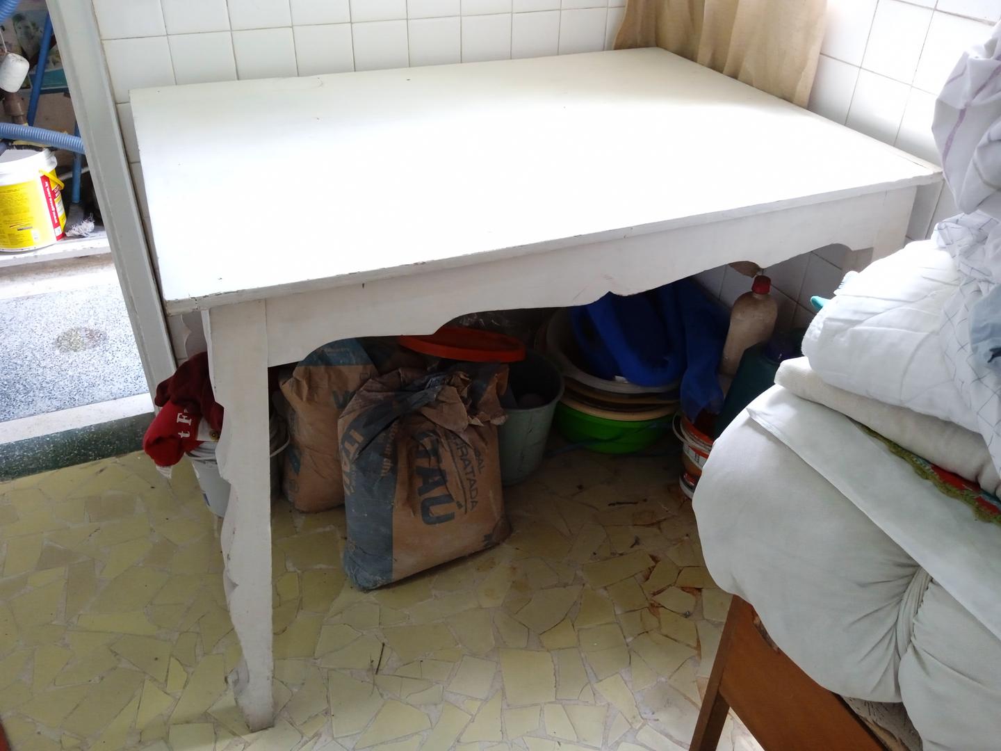 Mesa de jantar em Madeira Branco 80 cm x 80 cm x 110 cm