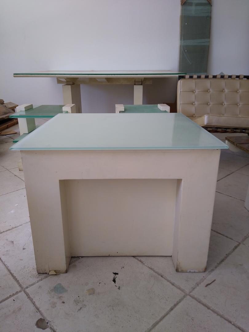 Mesa de Centro em Madeira Branco 55 cm x 75 cm x 75 cm