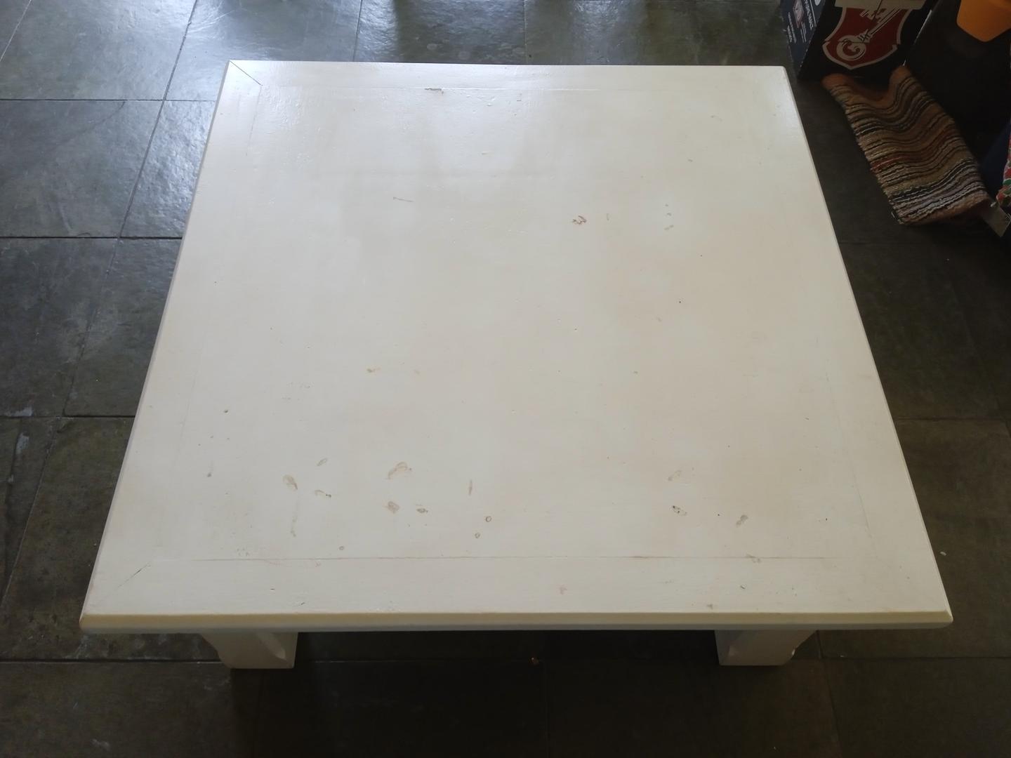 Mesa de centro em Madeira Branco 40 cm x 90 cm x 90 cm