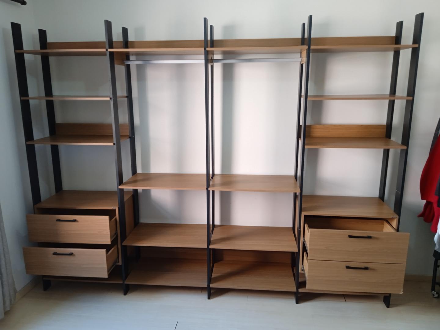 Closet Casal c/ 4 gavetas 2 nichos e 6 prateleiras Dalla Costa em MDF / Metal Marrom