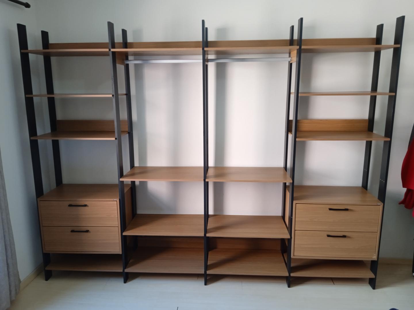 Closet Casal c/ 4 gavetas 2 nichos e 6 prateleiras Dalla Costa em MDF / Metal Marrom