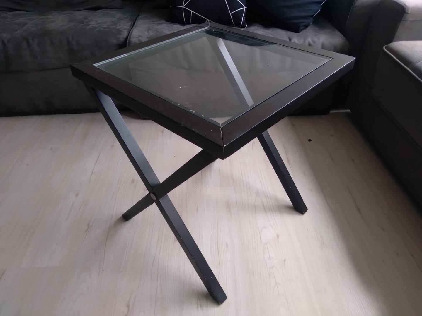 Mesa de canto  em MDF / Vidro Marrom 56 cm x 50 cm x 50 cm