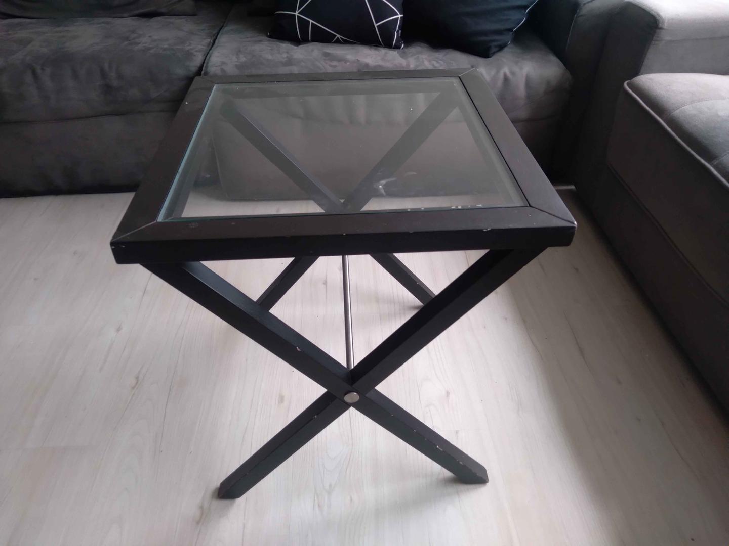 Mesa de canto  em MDF / Vidro Marrom 56 cm x 50 cm x 50 cm