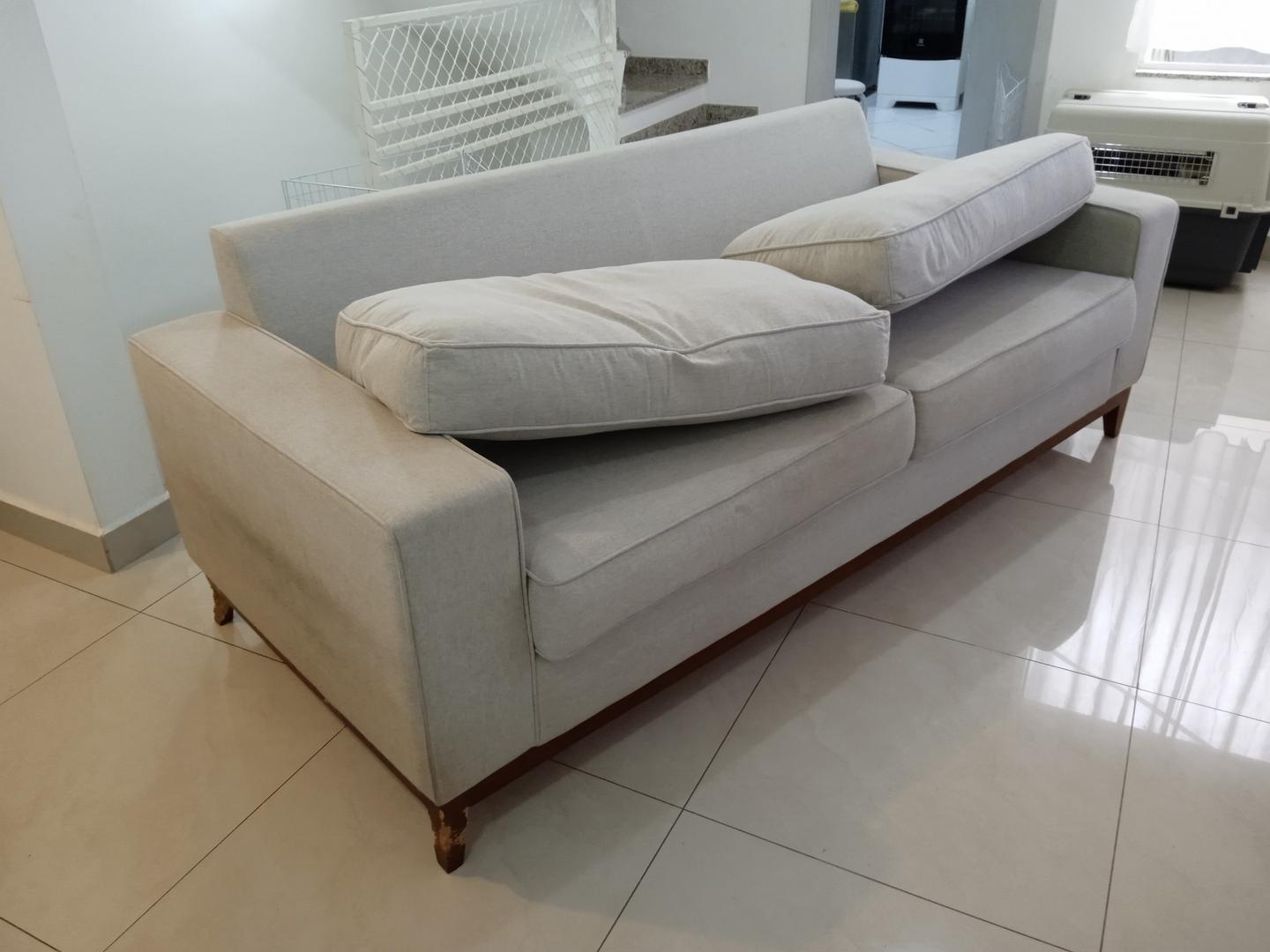 Sofá c/ 2 lugares Tok&Stok em Estofado / Tecido Cinza 85 cm x 210 cm x 90 cm