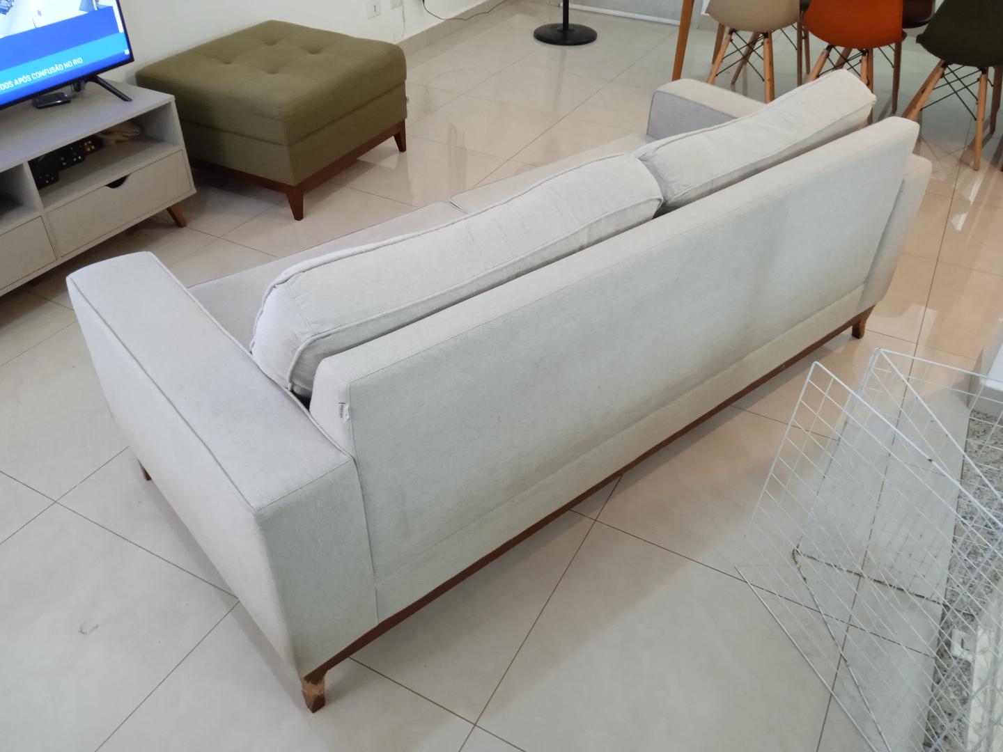 Sofá c/ 2 lugares Tok&Stok em Estofado / Tecido Cinza 85 cm x 210 cm x 90 cm